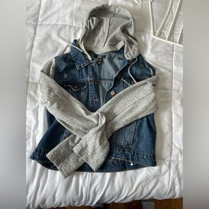 Streetwear Society blue jean jacket with hood